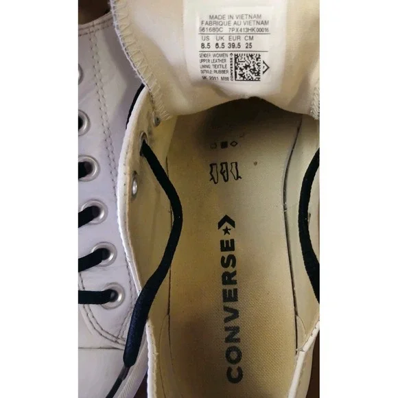 Converse Chuck Taylor All Star Clean White Leather Platform 561680C Sz 8.5 #1383 - Picture 12 of 13